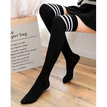 Tất học sinh 3 sọc phong cách Hàn Quốc cotton giữ ấm đáng yêu vớ giữa bắp chân nữ sinh lolita JK cosplay dễ thương T903