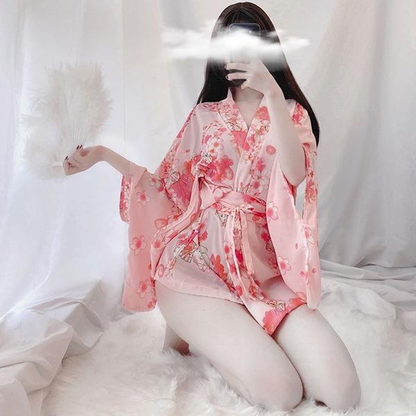 Áo choàng ngủ Kimono hoa anh đào sexy gợi cảm áo khoác nữ ngoài cosplay cổ trang Nhật Bản quyến rũ  N742  HCM
