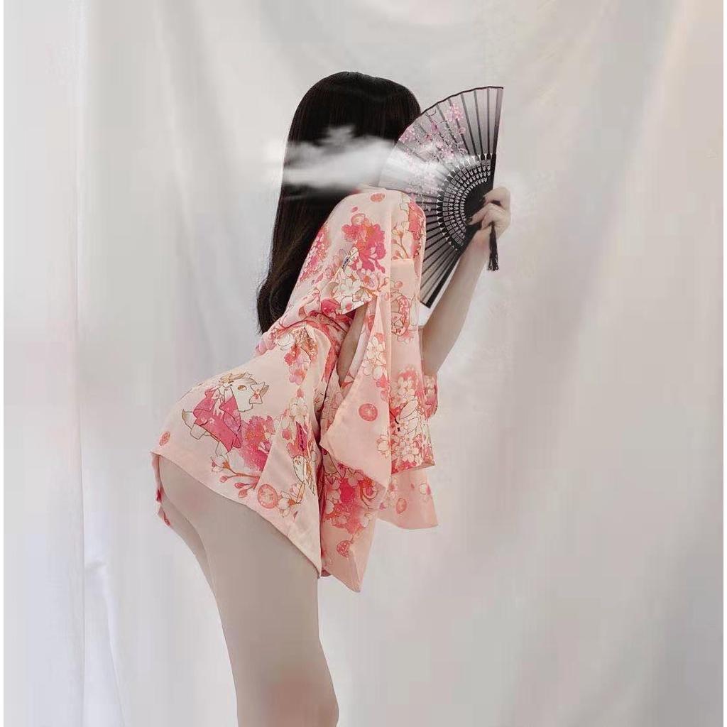 Áo choàng ngủ Kimono hoa anh đào sexy gợi cảm áo khoác nữ ngoài cosplay cổ trang Nhật Bản quyến rũ  N742  HCM