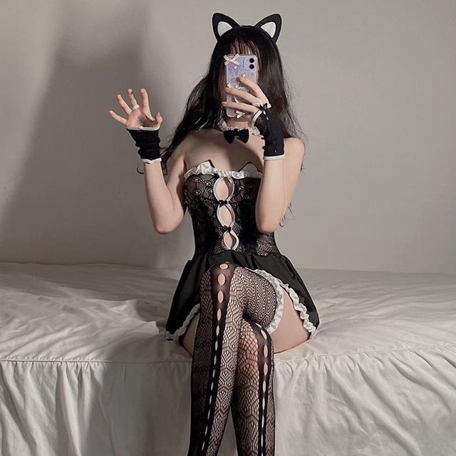 Cosplay mèo đen anime gợi cảm đáng yêu váy liền thân miêu nữ kèm phụ kiện dễ thương quyến rũ  N728  HCM