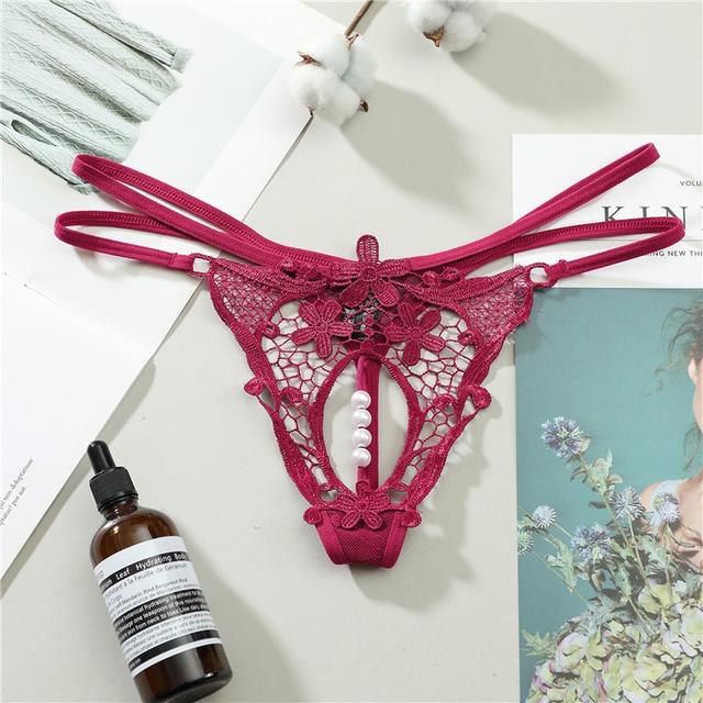 Quần lót đính hạt lọt khe sexy bonita phối hoa gợi cảm chip nữ dây lưng cao đen đỏ trắng quyến rũ  T308  HCM