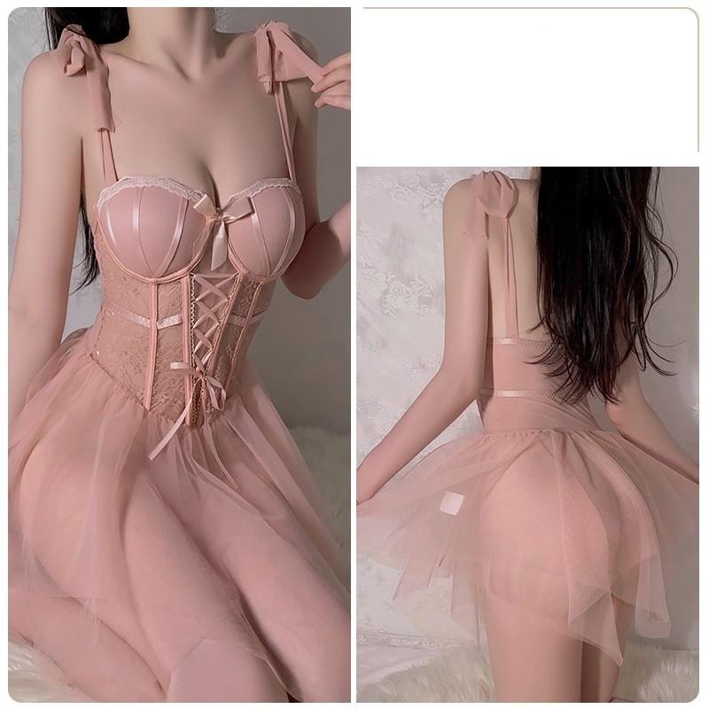 Đầm ren KTV xuyên thấu có gọng đệm ngực tôn dáng liền váy gợi cảm xinh xắn áo corset định hình quyến rũ  N818