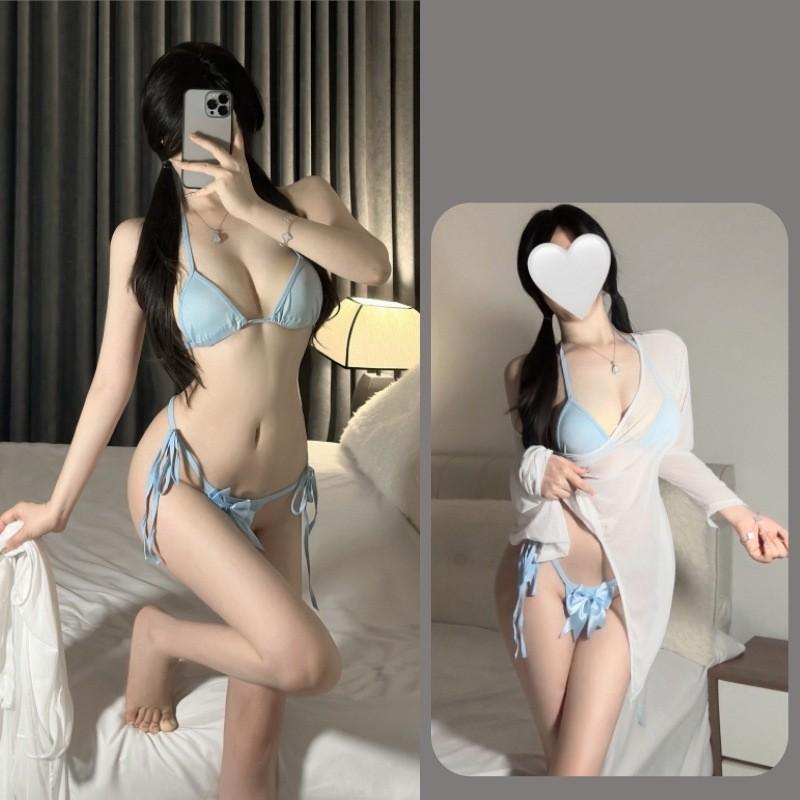 Đồ lót nữ gợi cảm phối nơ siêu xinh quyến rũ set nội y bikini đi biển cột dây đỏ xanh thanh lịch cao cấp  T344