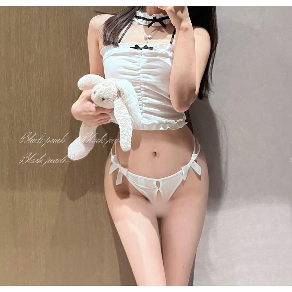 Quần lót lọt khe dây chéo xinh xắn đáng yêu quan chip nữ xẻ phối nơ quyến rũ gợi cảm  T323
