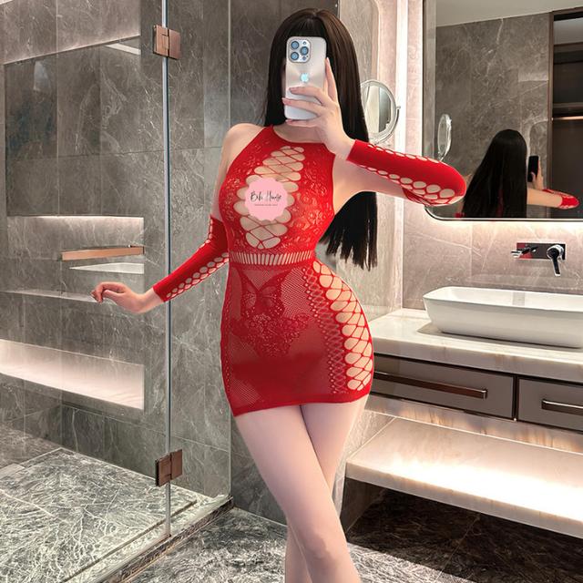 Váy body lưới kèm găng tay đáng yêu quyến rũ đồ ngủ cosplay giáng sinh valentine cực xinh gợi cảm  N951  HCM