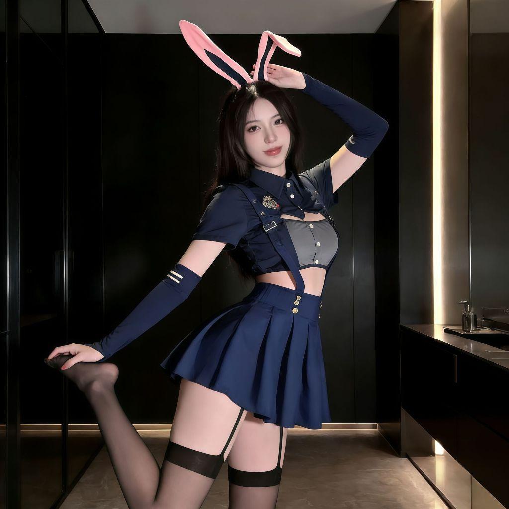 Váy cosplay thỏ xếp ly phong cách hoàng gia sexy đáng yêu đồ cosplay thuỷ thủ police dễ thương gợi cảm  N534