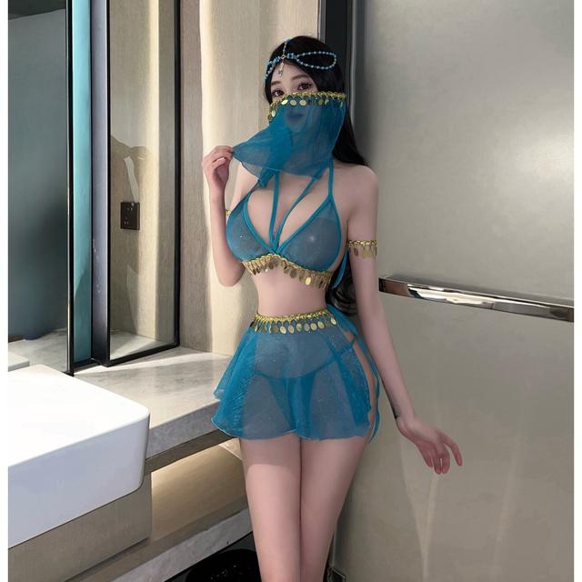 Đồ cosplay cổ trang trung hoa hanfu xanh gợi cảm thanh lịch trang phục vũ công dancer quyến rũ cổ điển  N797