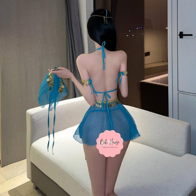 Đồ cosplay cổ trang trung hoa hanfu xanh gợi cảm thanh lịch trang phục vũ công dancer quyến rũ cổ điển  N797