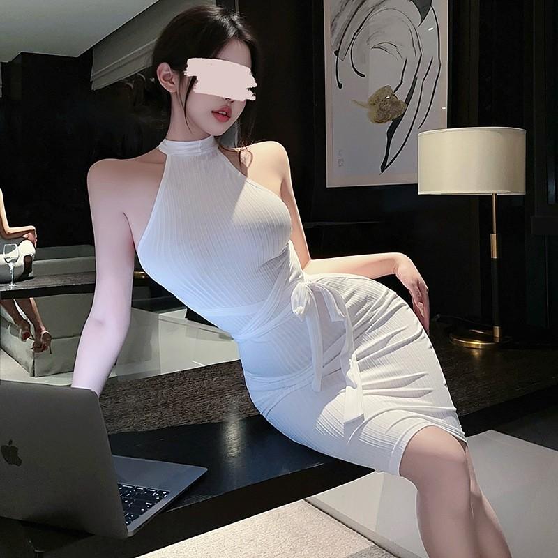 Váy body ngắn ôm sát thun gân sexy quyến rũ đầm bodycon cosplay thư ký có bảng tên gợi cảm sang chảnh  N311