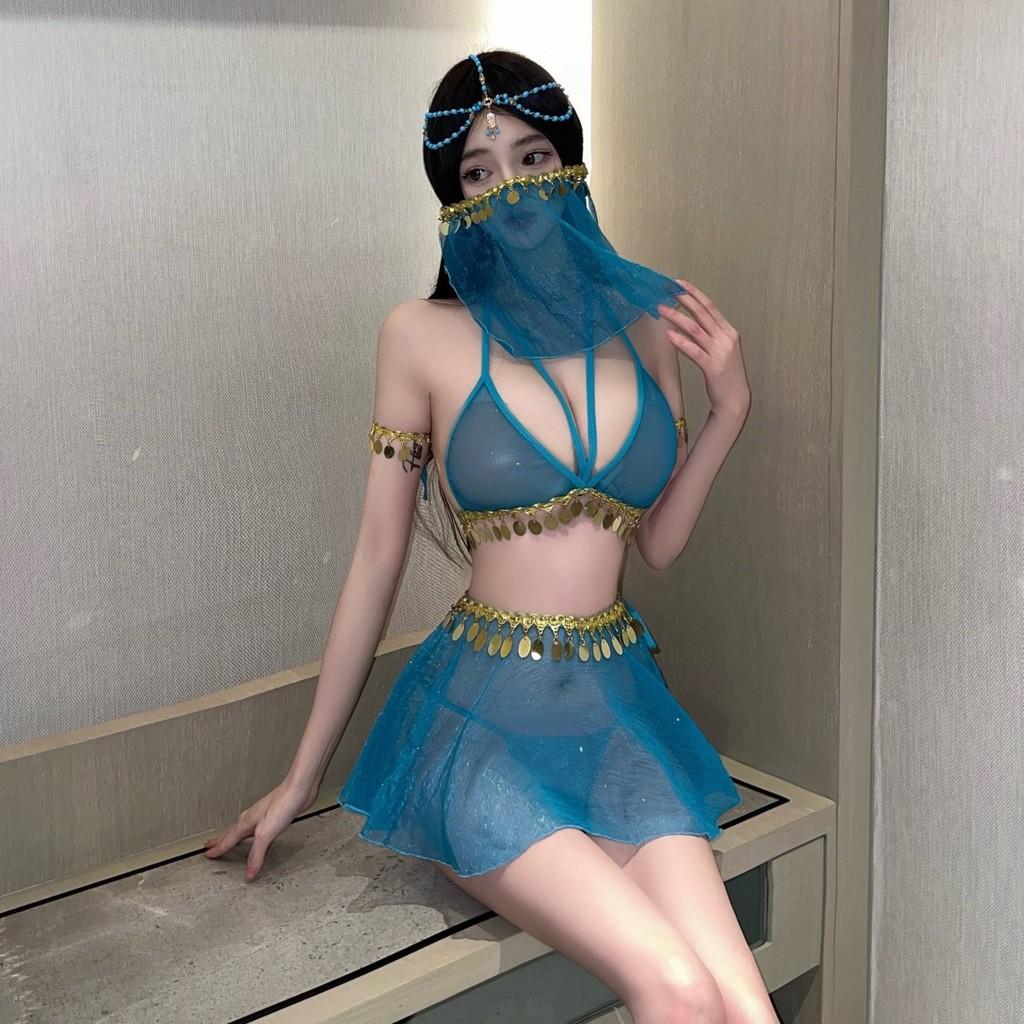 Đồ cosplay cổ trang trung hoa hanfu xanh gợi cảm thanh lịch trang phục vũ công dancer quyến rũ cổ điển  N797