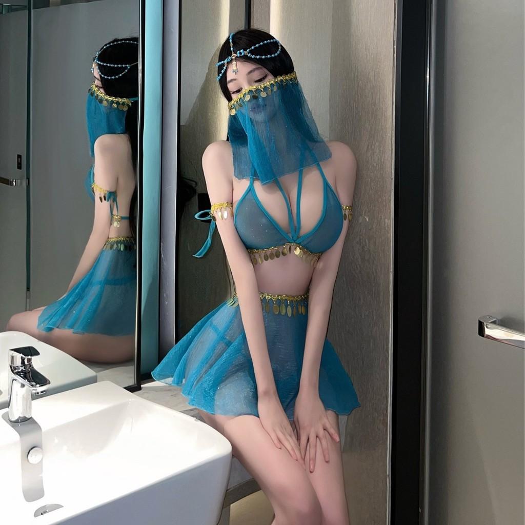 Đồ cosplay cổ trang trung hoa hanfu xanh gợi cảm thanh lịch trang phục vũ công dancer quyến rũ cổ điển  N797