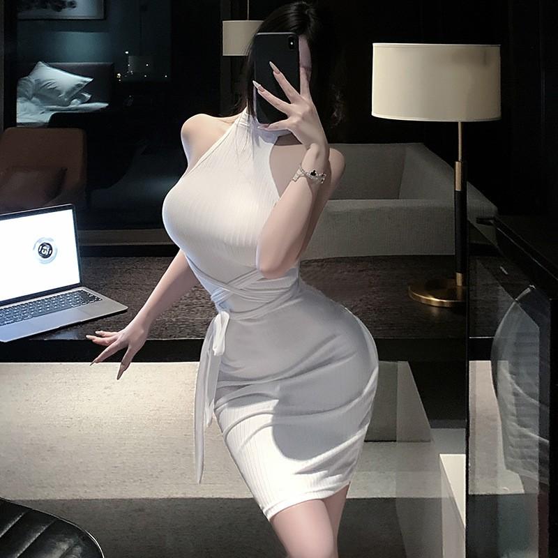 Váy body ngắn ôm sát thun gân sexy quyến rũ đầm bodycon cosplay thư ký có bảng tên gợi cảm sang chảnh  N311