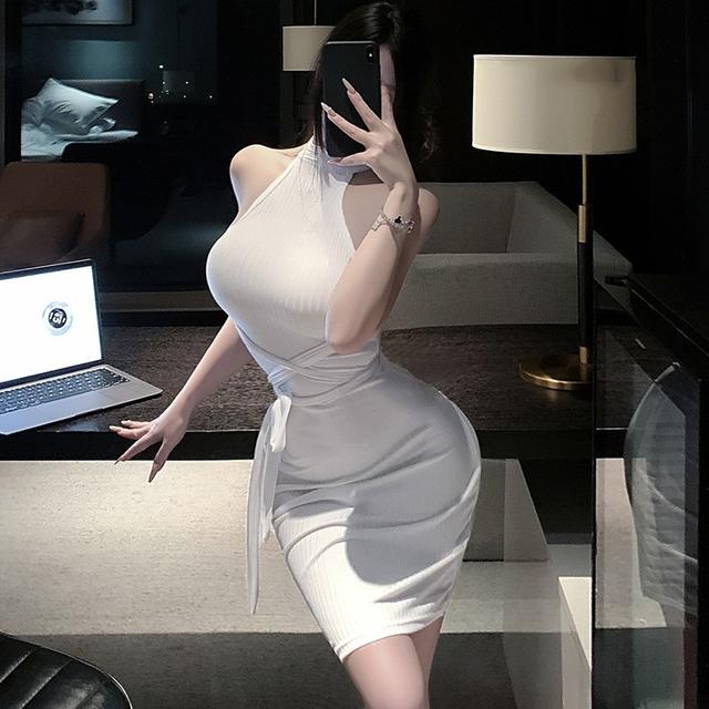 Váy body ngắn ôm sát thun gân sexy quyến rũ đầm bodycon cosplay thư ký có bảng tên gợi cảm sang chảnh  N311