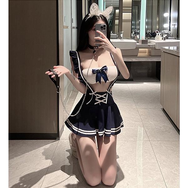 Váy nữ sinh Nhật Bản anime đáng yêu hở lưng sexy gợi cảm đồ cosplay học sinh tặng chip lọt khe quyến rũ  N760