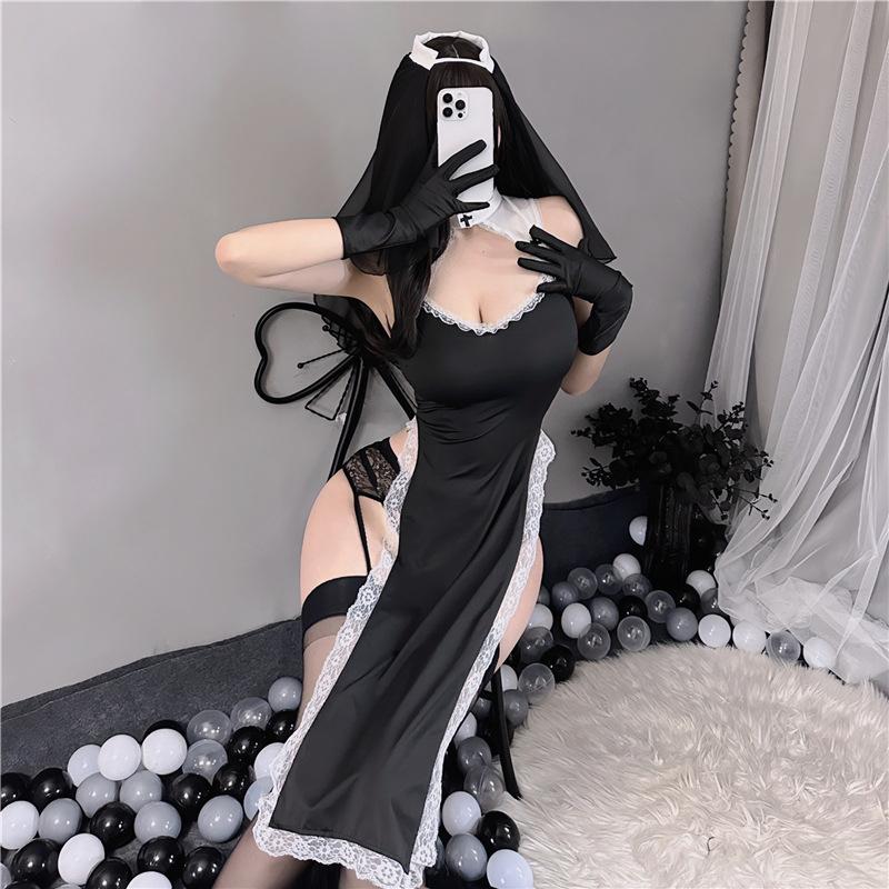 Cosplay nữ tu sĩ xẻ tà sexy gợi cảm trang phục ma sơ valak kèm chip lọt khe cám dỗ / không kèm găng tay  N798