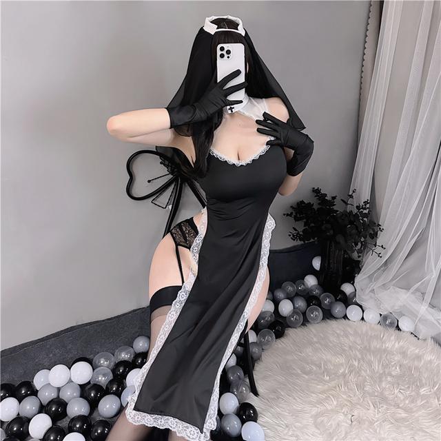 Cosplay nữ tu sĩ xẻ tà sexy gợi cảm trang phục ma sơ valak kèm chip lọt khe cám dỗ / không kèm găng tay  N798