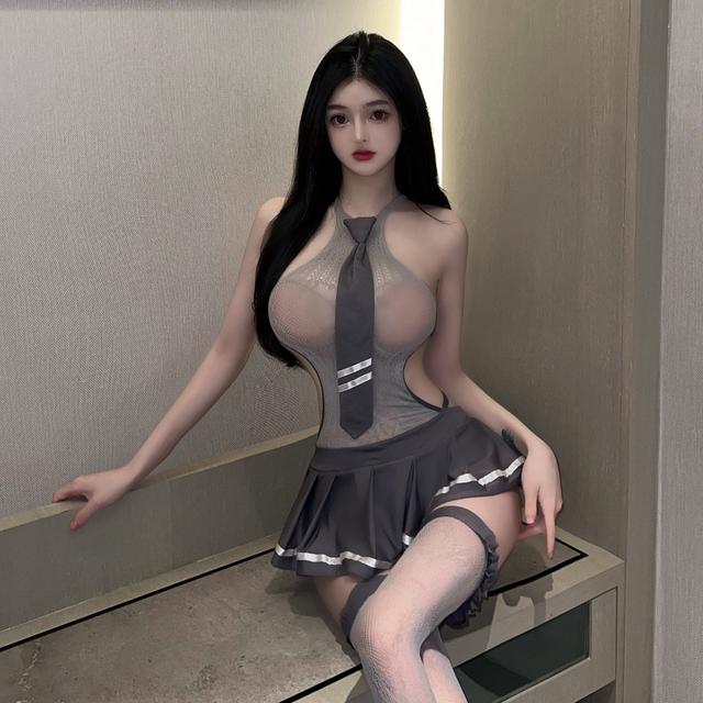 Đồ cosplay học sinh bonita có cà vạt đáng yêu set ngủ xòe nữ sinh Hàn Quốc ôm sát kèm vớ sexy gợi cảm  N368
