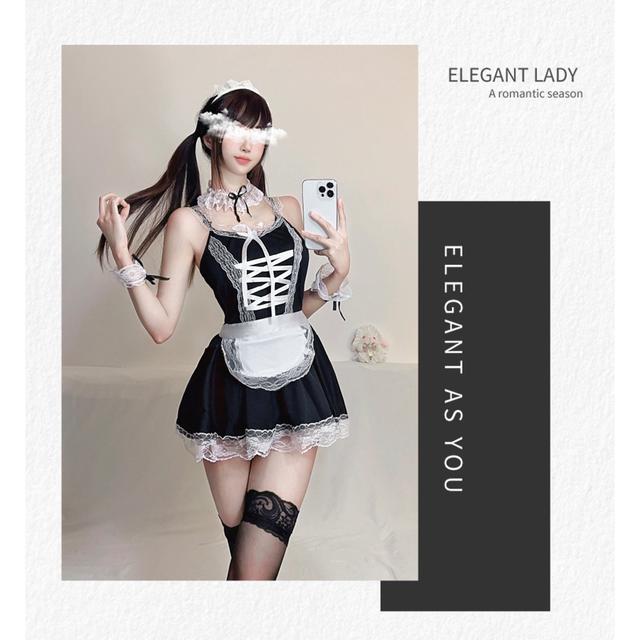 Trang phục giáng sinh valentine dễ thương cao cấp set đồ cô hầu gái anime đỏ phối ren sexy gợi cảm  N377  HCM