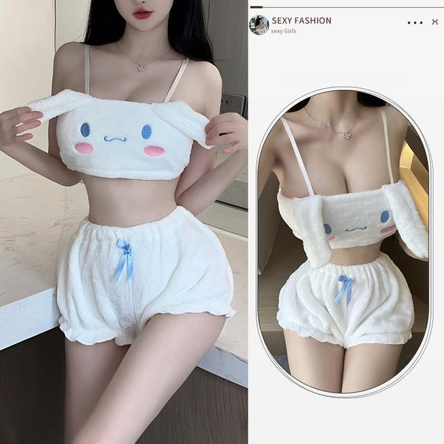 Bộ đồ ngủ bé thỏ bông dễ thương gợi cảm set cosplay cinnamoroll mặc nhà 3 màu siêu sexy đáng yêu  N187