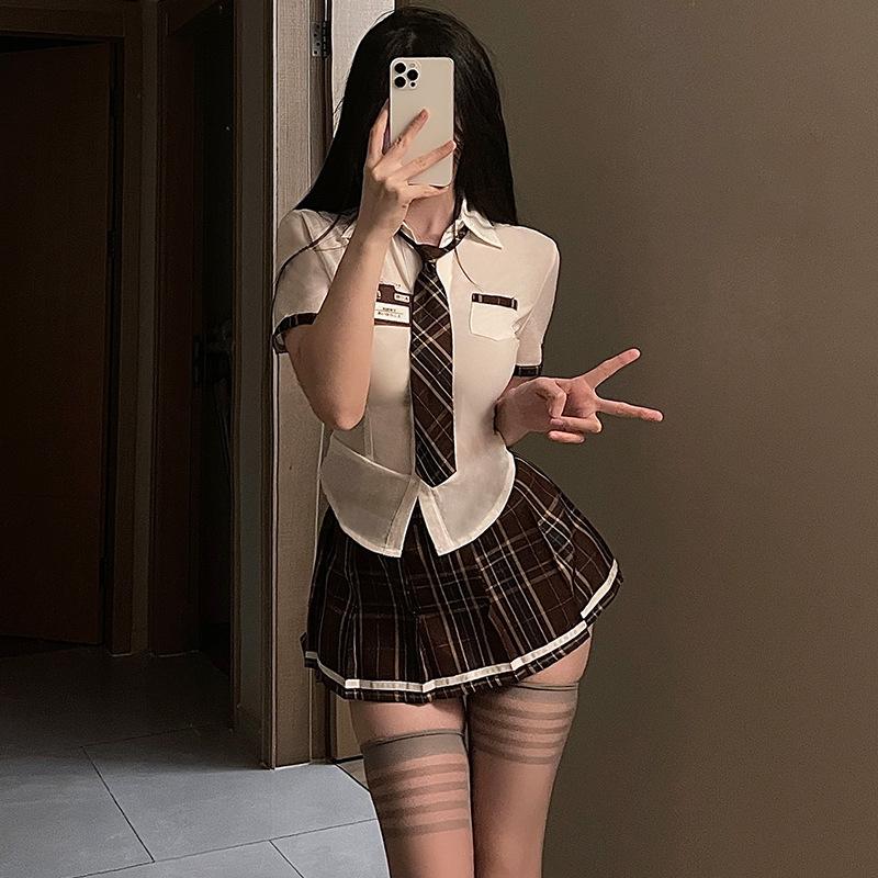 Đồng phục cosplay học sinh xếp ly sọc caro dễ thương cao cấp set nữ sinh anime kèm cà vạt sexy quyến rũ  N360