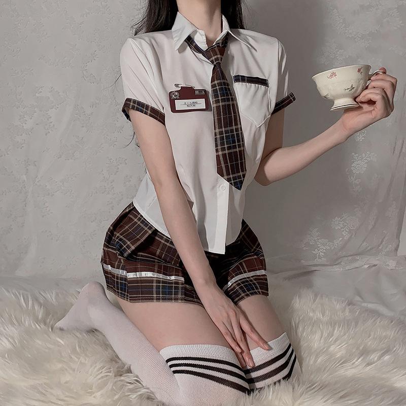 Đồng phục cosplay học sinh xếp ly sọc caro dễ thương cao cấp set nữ sinh anime kèm cà vạt sexy quyến rũ  N360