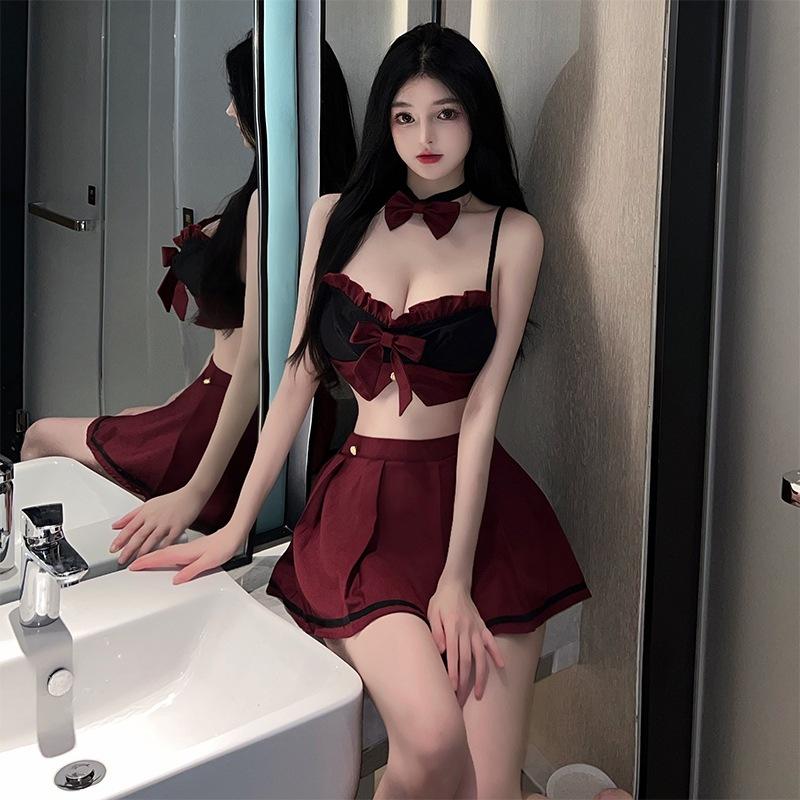 Đồ cosplay học sinh sexy đính nơ dễ thương thanh lịch váy ngủ xếp ly nữ sinh viên anime gợi cảm  N862