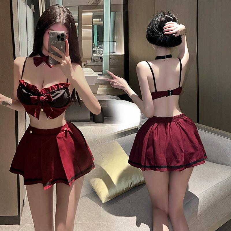 Đồ cosplay học sinh sexy đính nơ dễ thương thanh lịch váy ngủ xếp ly nữ sinh viên anime gợi cảm  N862