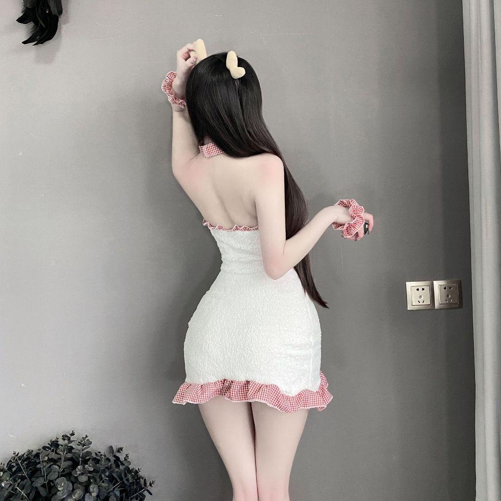 Cosplay gấu bông anime dáng ôm dễ thương thanh lịch đồ ngủ gợi cảm bé cừu trắng nâu kèm phụ kiện cao cấp  N894