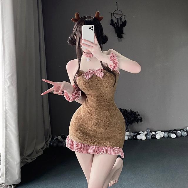Cosplay gấu bông anime dáng ôm dễ thương thanh lịch đồ ngủ gợi cảm bé cừu trắng nâu kèm phụ kiện cao cấp  N894