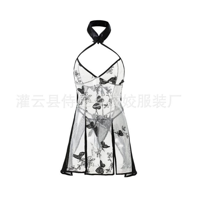 Sườn xám xuyên thấu họa tiết hoa hồng gợi cảm cosplay cổ trang trung hoa xẻ tà tặng chip sexy quyến rũ  N381