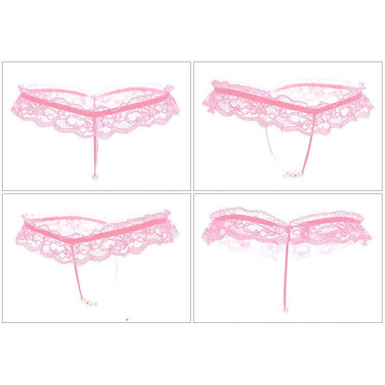 Quần lót lọt khe dây đính hạt đen đỏ trắng hồng sexy gợi cảm quần chip nữ ren xuyên thấu đáng yêu  T301