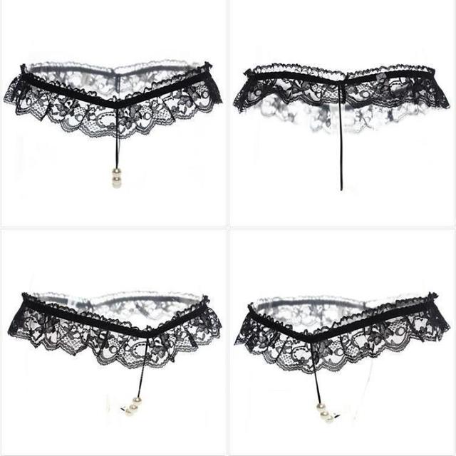 Quần lót lọt khe dây đính hạt đen đỏ trắng hồng sexy gợi cảm quần chip nữ ren xuyên thấu đáng yêu  T301