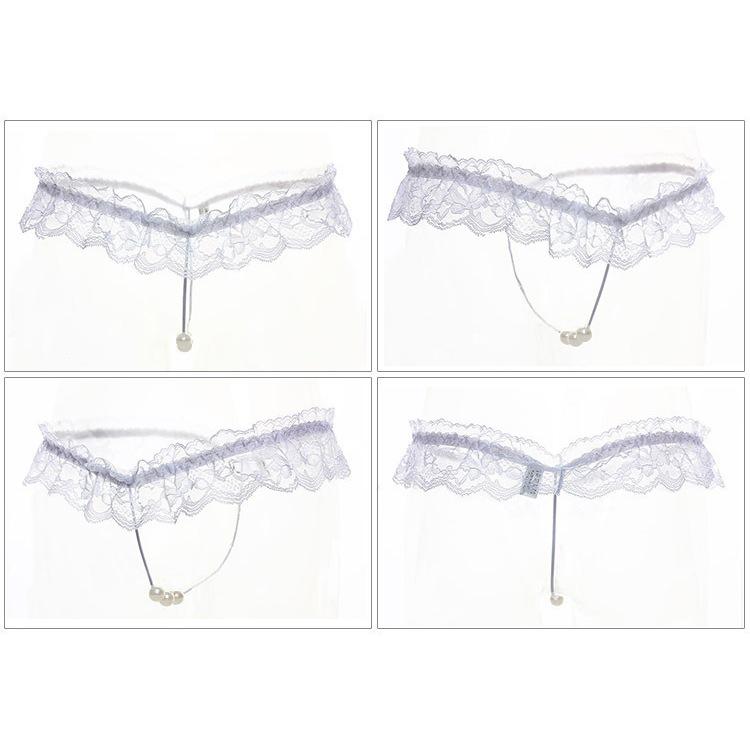 Quần lót lọt khe dây đính hạt đen đỏ trắng hồng sexy gợi cảm quần chip nữ ren xuyên thấu đáng yêu  T301