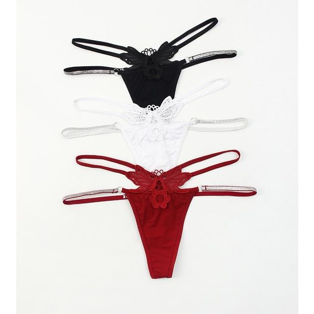 Quần lót lọt khe sexy thêu hoa bướm quyến rũ quan chip nữ cạp chéo phối dây lấp lánh thanh lịch gợi cảm  T361