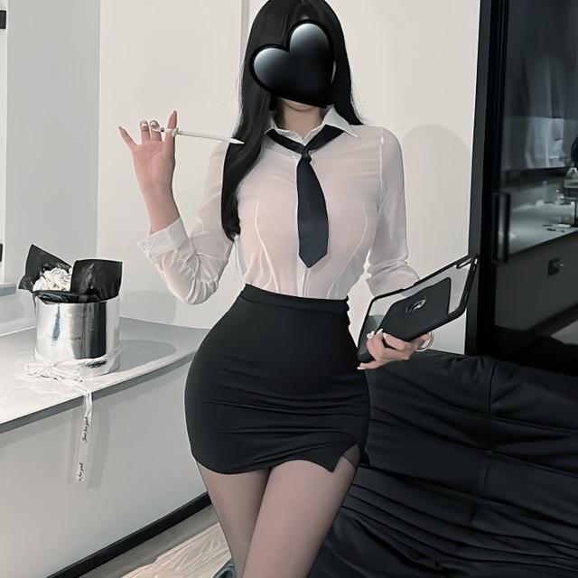 Cosplay thư ký sexy kèm cà vạt cao cấp gợi cảm váy ngủ ôm body kèm áo sơ mi trắng nữ công sở quyến rũ  N717
