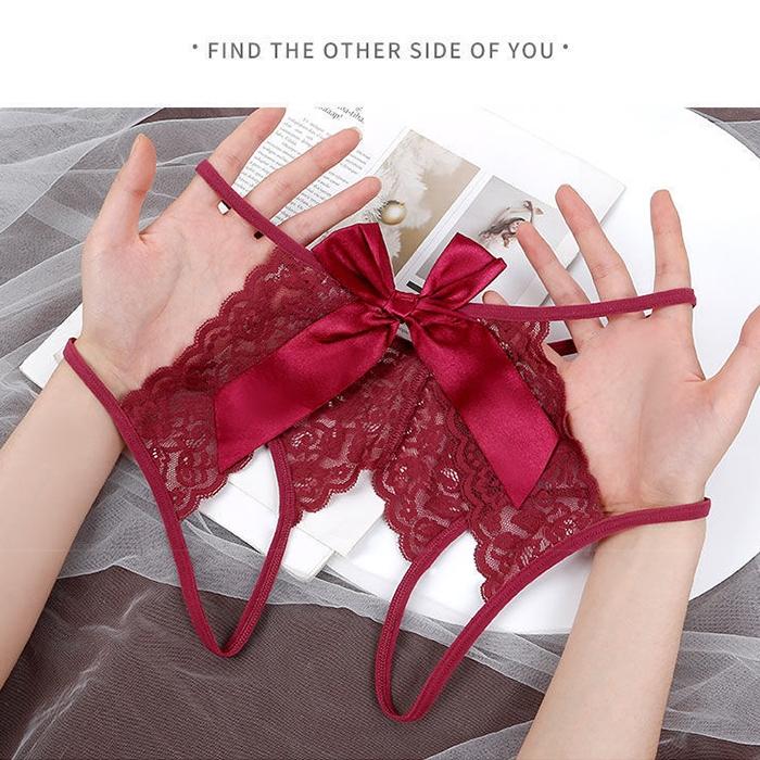 Quần lót ren hoa xẻ đáy cạp cao sexy gợi cảm chip nữ phối nơ khoét đũng hottie quyến rũ  T338  HCM  Hỏa Tốc