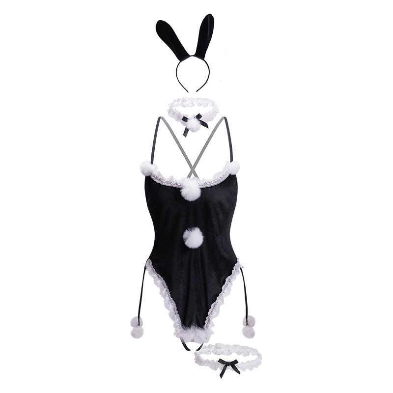 Set cosplay thỏ bông trắng sexy gợi cảm bodysuit đồ ngủ liền thân bunny đen xẻ đáy bonita quyến rũ  N333  HCM