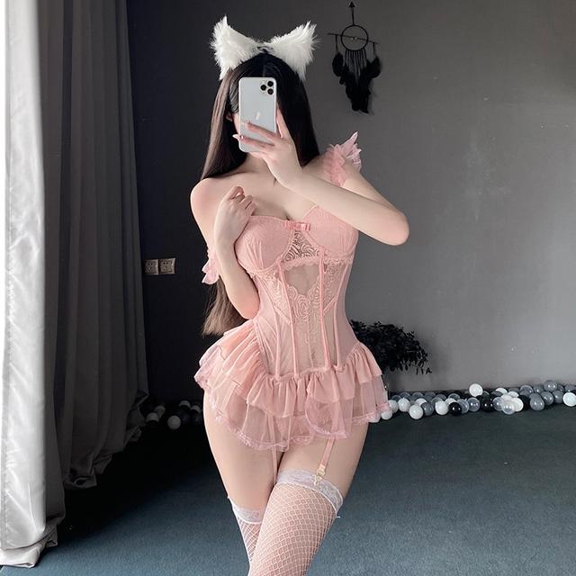 Đồ lót sexy ren có gọng nâng ngực kèm garter nịt tất gợi cảm cao cấp áo corset có đệm lót tôn dáng quyến rũ BIKI N805