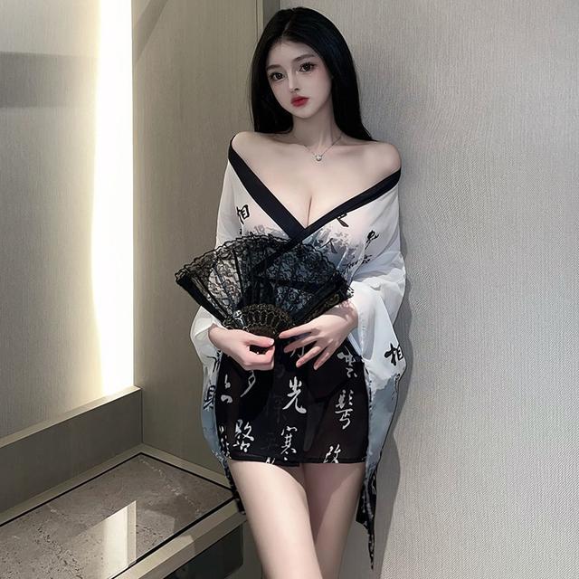 Áo choàng ngủ Kimono Nhật Bản anime xuyên thấu sexy gợi cảm áo khoác dài tay cosplay cổ trang Hanfu cao cấp BIKI N744