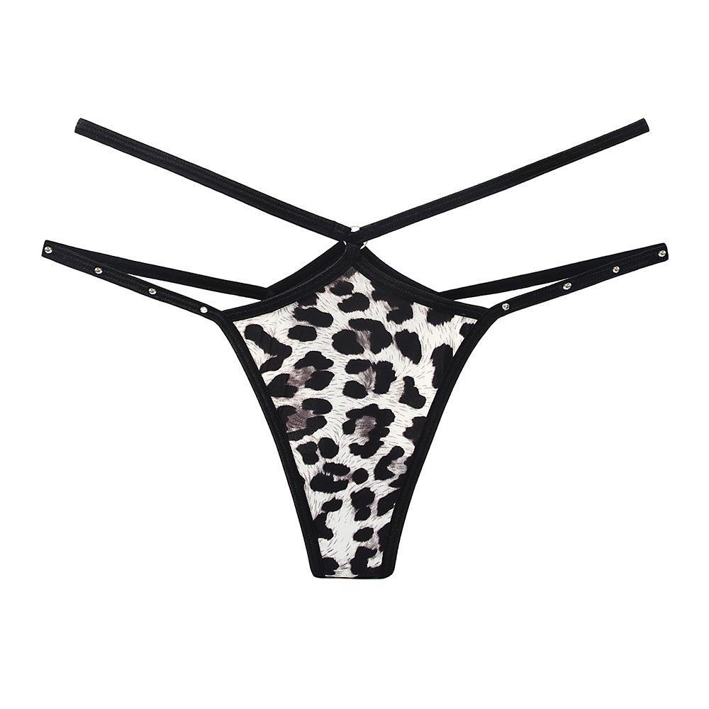 Quần lót lọt khe sexy dây cạp chéo đính đá lấp lánh gợi cảm thanh lịch quan chip nữ da báo quyến rũ  T363