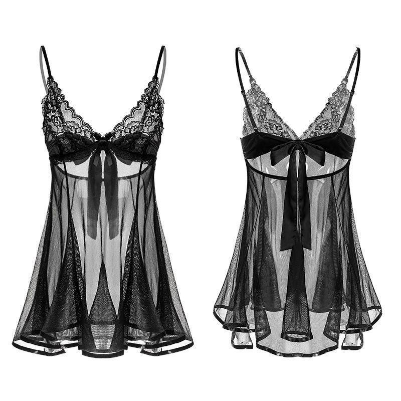 Váy ngủ sexy tiểu thư cột nơ lưng gợi cảm đáng yêu đầm thức ren xuyên thấu kèm chip quyến rũ sang chảnh  N153