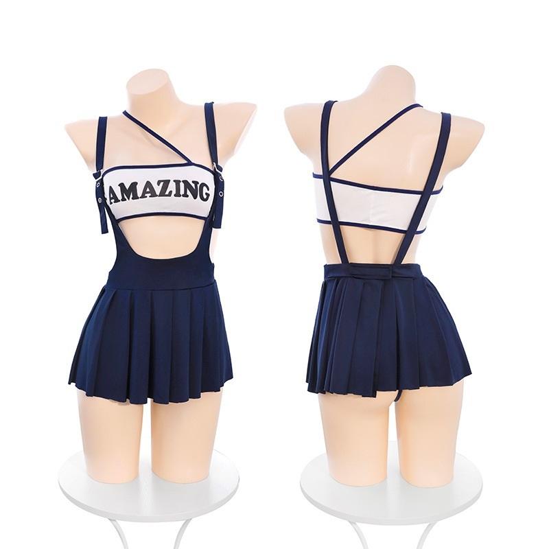 Cosplay nữ sinh đại học phong cách gợi cảm thanh lịch váy học sinh xếp ly kèm áo ống siêu xinh quyến rũ  N866