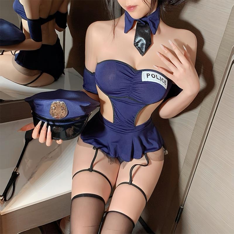 Cosplay cảnh sát xanh liền thân siêu xinh gợi cảm bodysuit nữ tiếp viên cơ trưởng kèm phụ kiện quyến rũ  N709