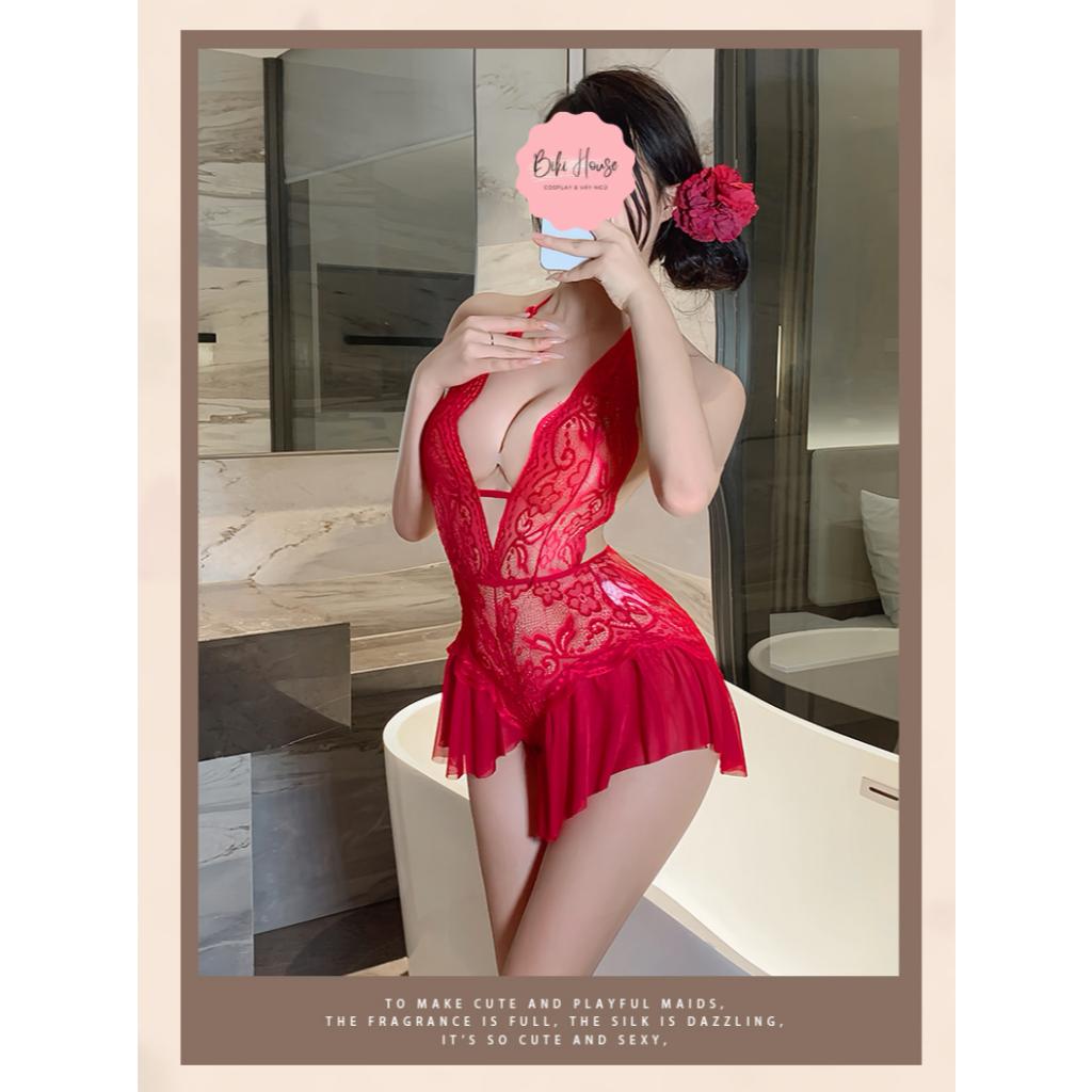 Bodysuits đồ lót liền thân phối ren hoa xẻ đáy siêu xinh gợi cảm áo liền váy xoè xuyên thấu quyến rũ  N948