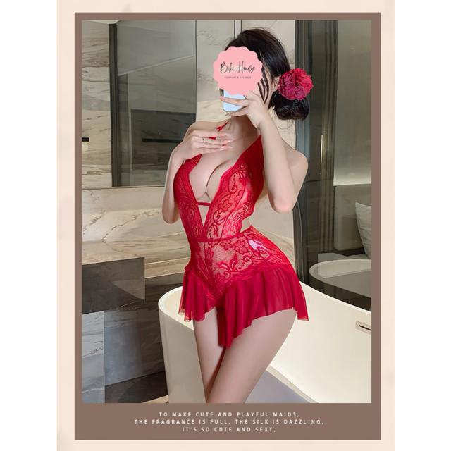 Bodysuits đồ lót liền thân phối ren hoa xẻ đáy siêu xinh gợi cảm áo liền váy xoè xuyên thấu quyến rũ  N948