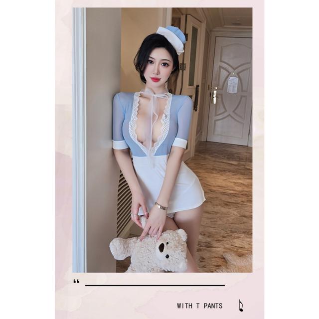 Cosplay tiếp viên hàng không ôm body tôn dáng gợi cảm set đồ ngủ thuỷ thủ xẻ ngực quyến rũ ngọt ngào  N724