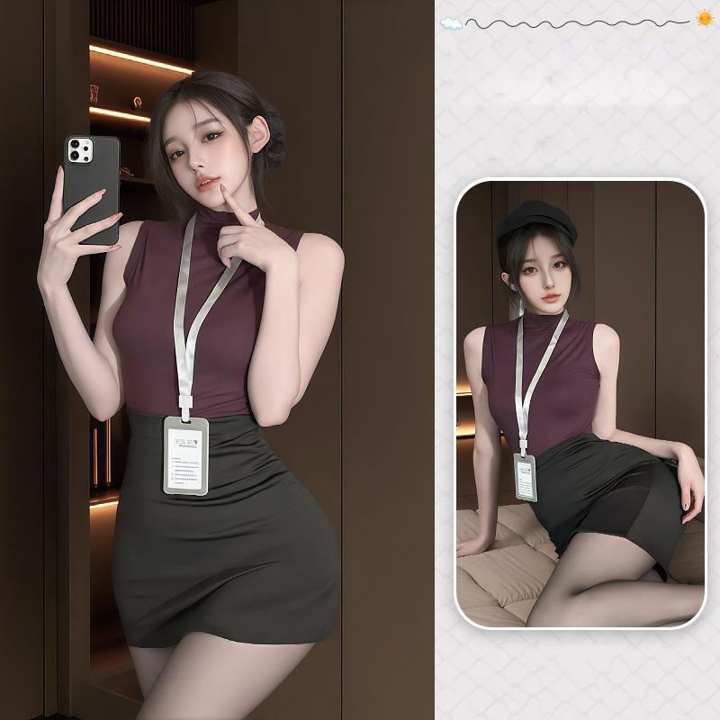 Đồ cosplay sexy thư ký body kèm bảng tên quyến rũ ngọt ngào váy công sở nữ dáng ôm gợi cảm cuốn hút  N319