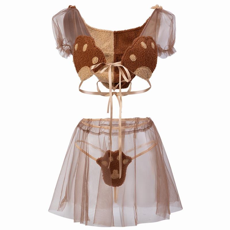 Set cosplay gấu bông hư hỏng xuyên thấu đáng yêu gợi cảm đồ ngủ bé gấu nâu teddy bear cute dễ thương  N890