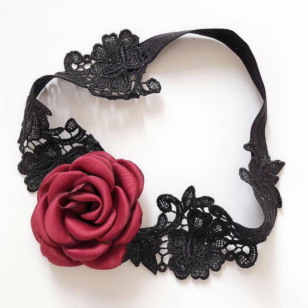 Vòng chân ren hoa hồng đen trắng đáng yêu gợi cảm choker đùi rose phối đồ cosplay sexy quyến rũ  T509