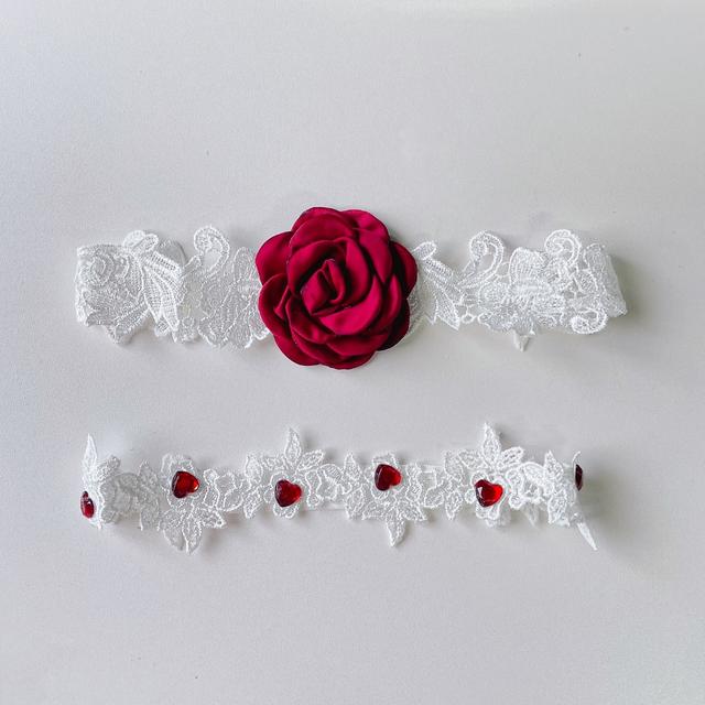 Vòng chân ren hoa hồng đen trắng đáng yêu gợi cảm choker đùi rose phối đồ cosplay sexy quyến rũ  T509